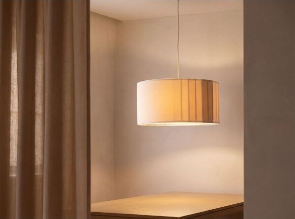Luster na lanku STRIPES 1xE27/60W/230V priemer 40 cm krémový
