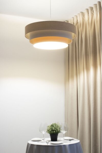 Luster na lanku TRINITI 1xE27/60W/230V, priemer 40 cm, béžová/krémová
