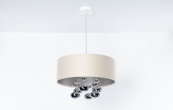 Závesný luster s lankom BUBBLE 1xE27/60W/230V pr. 40 cm béžová