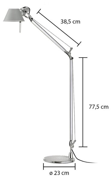 Artemide Tolomeo Lettura stojaca lampa, hliník, Hliník / sivá / zinok, Pracovňa / Kancelária, Hliník, Dizajn, Stojacie svietidlo