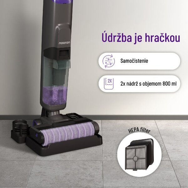 Bezdrôtový tyčový vysávač na mokré a suché vysávanie, Noaton AVC220 Wet and dry