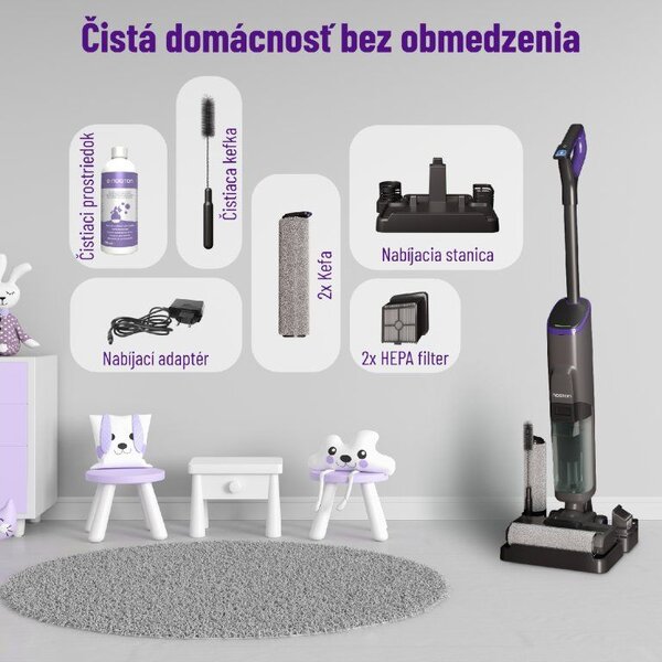 Bezdrôtový tyčový vysávač na mokré a suché vysávanie, Noaton AVC220 Wet and dry