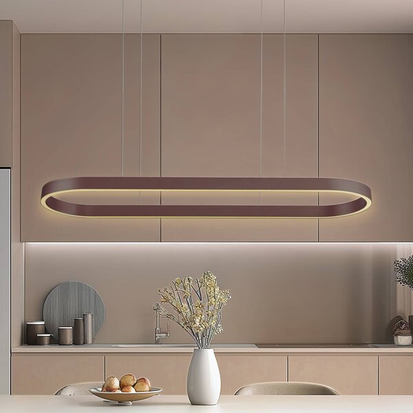 Lucande Smart LED závesné svietidlo Melinay, káva, Tuya, Hnedá / hrdzavá, Obývacia izba / jedáleň, Hliník, Moderný, Závesné svietidlo