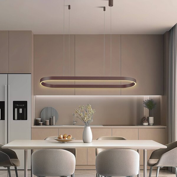 Lucande Smart LED závesné svietidlo Melinay, káva, Tuya, Hnedá / hrdzavá, Obývacia izba / jedáleň, Hliník, Moderný, Závesné svietidlo