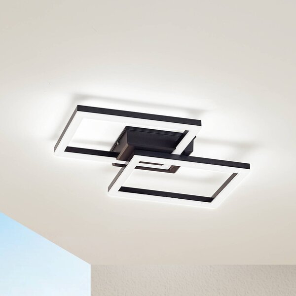 Lindby LED vonkajšia stropná lampa Finian, 48 cm x cm, stmievateľné, Čierna, Plast, Moderný, Stropné svetlo