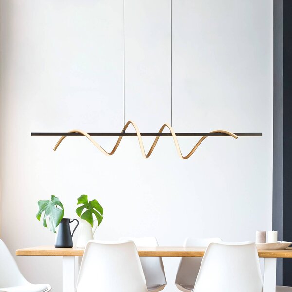 JUST LIGHT. Emanda LED závesné svetlo, železo, čierna mosadz, Čierna, Obývacia izba / jedáleň, kov, Moderný, Závesné svietidlo
