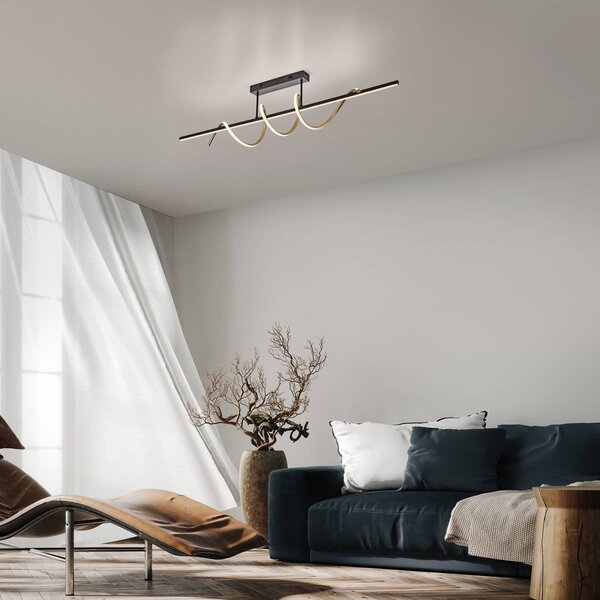 JUST LIGHT. GmbH Emanda LED stropné svietidlo, železo, čierna mosadz, Čierna, Obývacia izba / jedáleň, kov, Moderný
