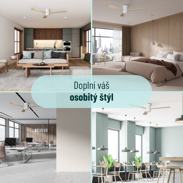 Noaton 15132WL Zoya, biela, stropný ventilátor so svetlom