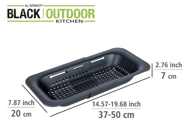 Plastový cedník Black Outdoor Kitchen Sivo – Wenko