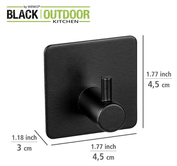 Čierne samodržiace háčiky v súprave 2 ks z nehrdzavejúcej ocele Black Outdoor Kitchen Ureo – Wenko