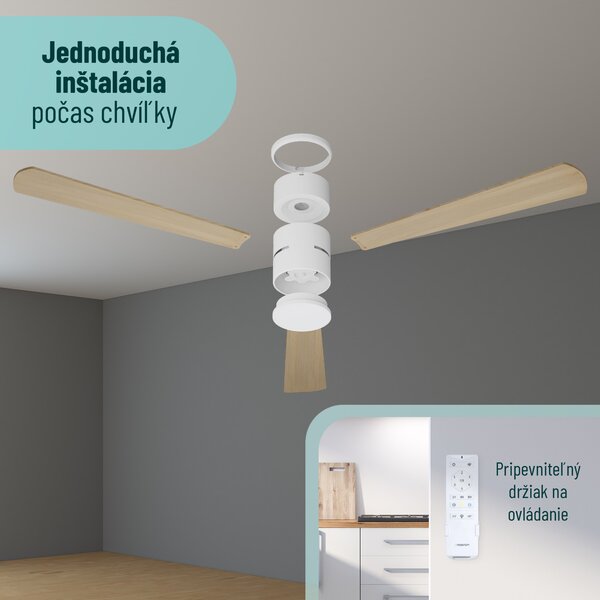 Noaton 15132WL Zoya, biela, stropný ventilátor so svetlom