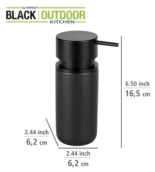 Čierny keramický dávkovač mydla Wenko Black Outdoor Kitchen Silo