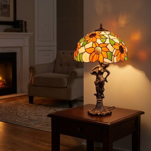 Brilagi - Tiffany vitrážová stolná lampa SUNFLOWER 1xE27/60W/230V