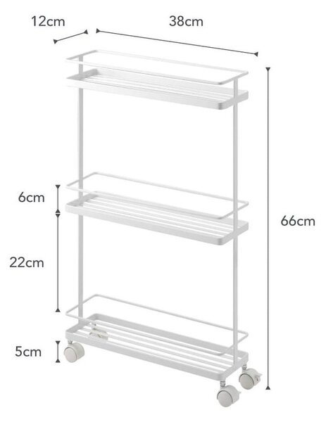 Biely kovový pojazdný regál 38x66 cm Tower – YAMAZAKI