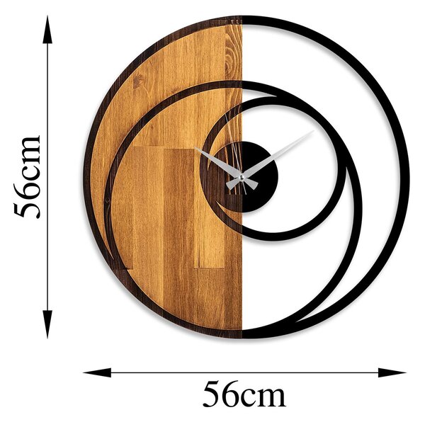 Wallity Dekoratívne nástenné hodiny WALLIE CIRCLE 56 cm orech/čierne