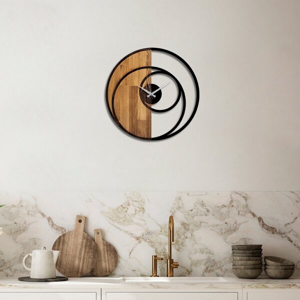 Wallity Dekoratívne nástenné hodiny WALLIE CIRCLE 56 cm orech/čierne
