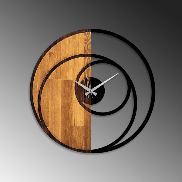 Wallity Dekoratívne nástenné hodiny WALLIE CIRCLE 56 cm orech/čierne