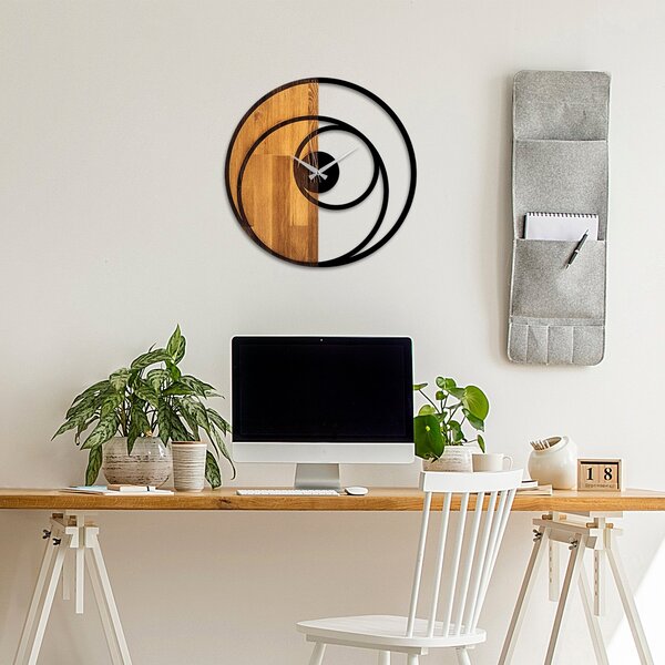 Wallity Dekoratívne nástenné hodiny WALLIE CIRCLE 56 cm orech/čierne