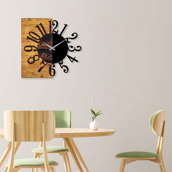 Wallity Dekoratívne nástenné hodiny WALLIE 58 cm čierne/orech