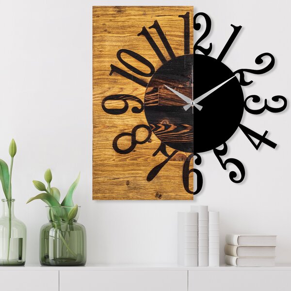 Wallity Dekoratívne nástenné hodiny WALLIE 58 cm čierne/orech