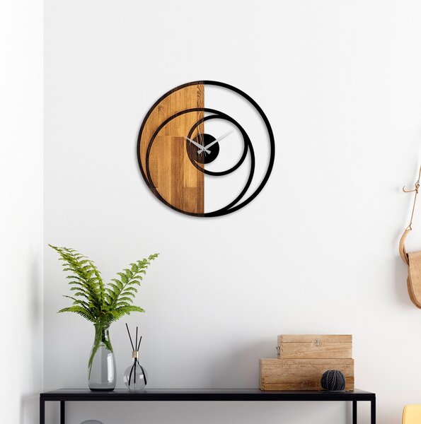 Wallity Dekoratívne nástenné hodiny WALLIE CIRCLE 56 cm orech/čierne