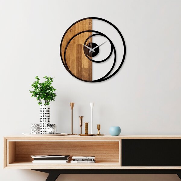 Wallity Dekoratívne nástenné hodiny WALLIE CIRCLE 56 cm orech/čierne