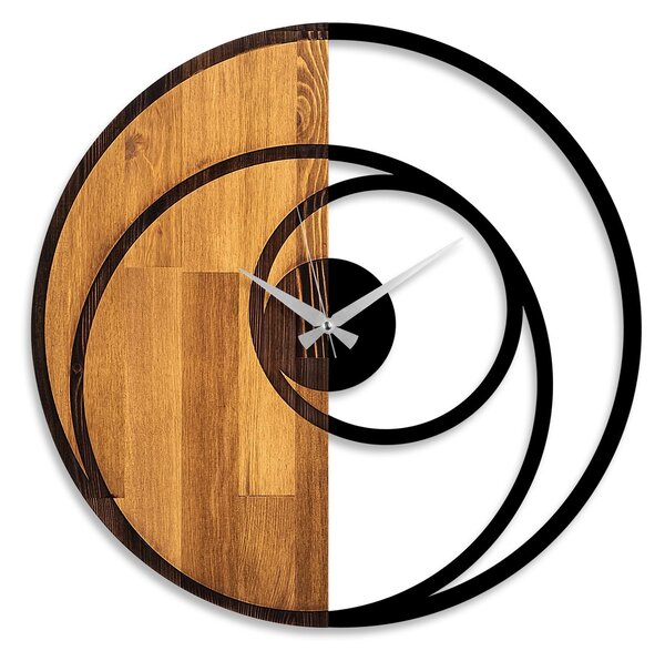 Wallity Dekoratívne nástenné hodiny WALLIE CIRCLE 56 cm orech/čierne