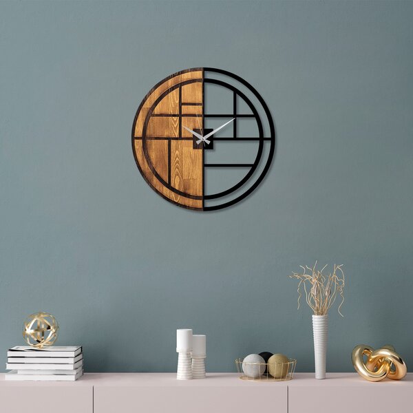 Wallity Dekoratívne nástenné hodiny WALLIE ORGANIC 56 cm orech/čierne