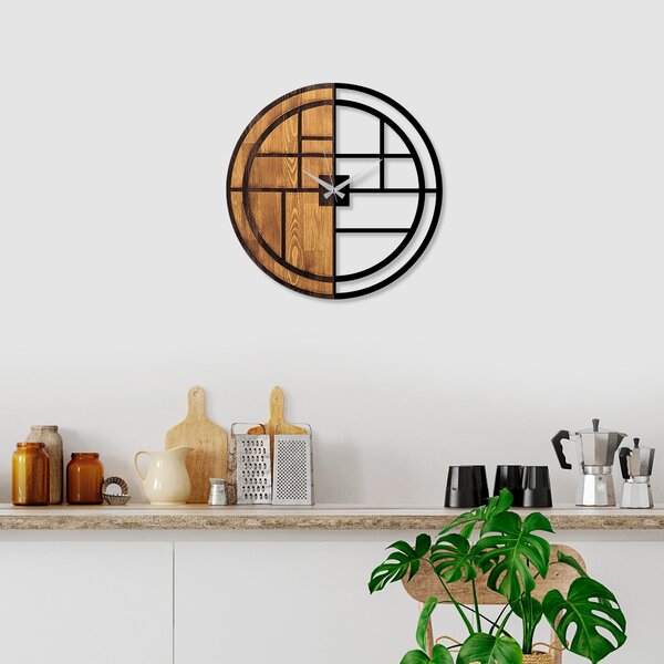 Wallity Dekoratívne nástenné hodiny WALLIE ORGANIC 56 cm orech/čierne