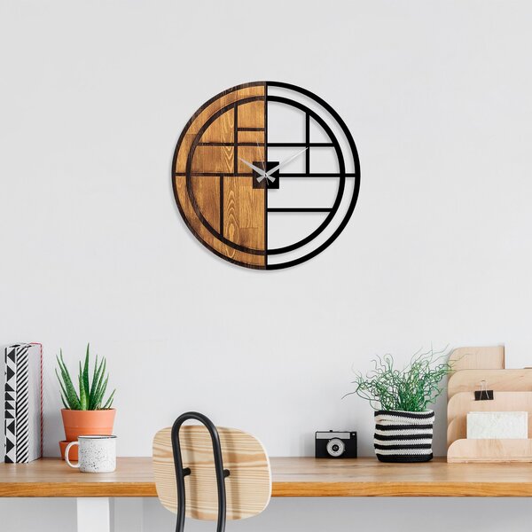 Wallity Dekoratívne nástenné hodiny WALLIE ORGANIC 56 cm orech/čierne