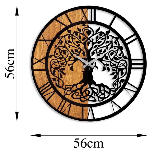 Wallity Dekoratívne nástenné hodiny WALLIE TREE LIKE 56 cm orech/čierne