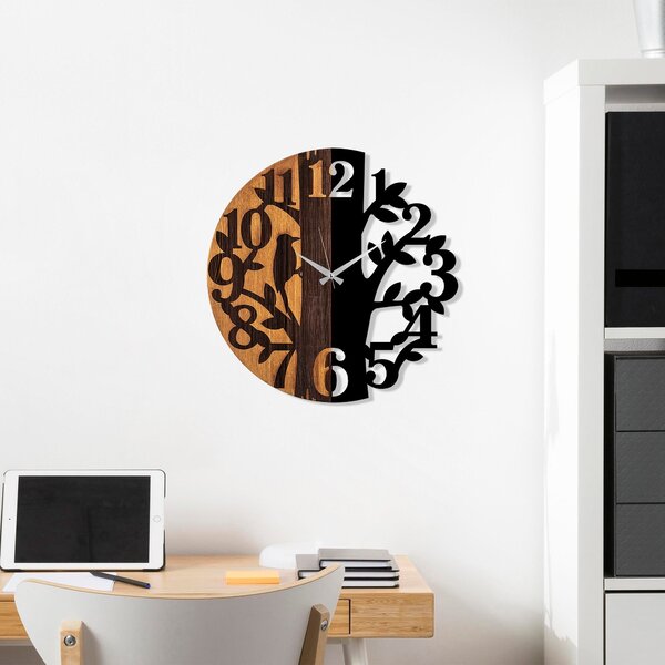 Wallity Dekoratívne nástenné hodiny WALLIE TREE 56 cm čierne/orech
