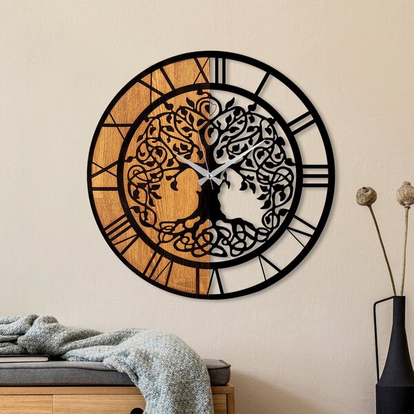 Wallity Dekoratívne nástenné hodiny WALLIE TREE LIKE 56 cm orech/čierne
