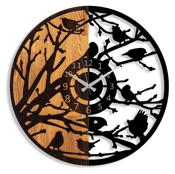 Wallity Dekoratívne nástenné hodiny WALLIE WOODEN 56 cm orech/čierne