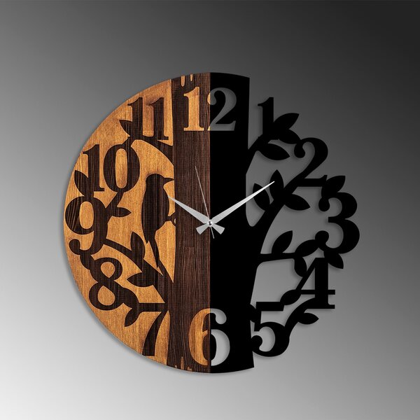 Wallity Dekoratívne nástenné hodiny WALLIE TREE 56 cm čierne/orech