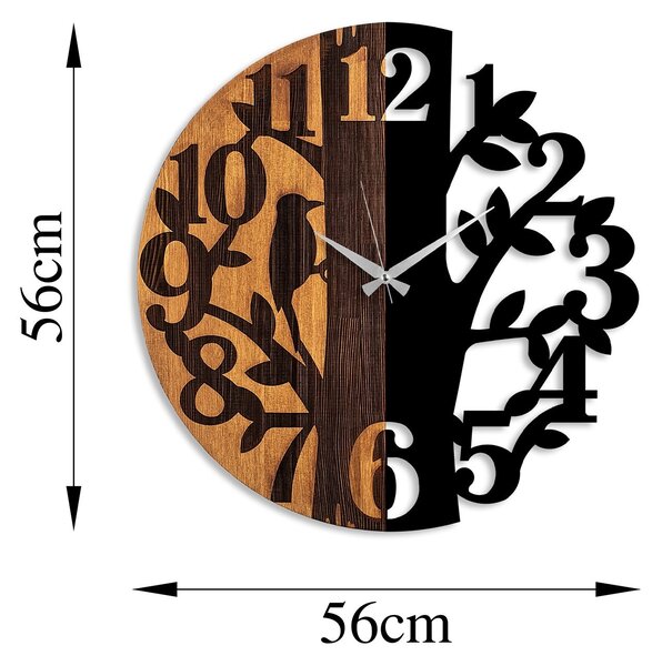 Wallity Dekoratívne nástenné hodiny WALLIE TREE 56 cm čierne/orech