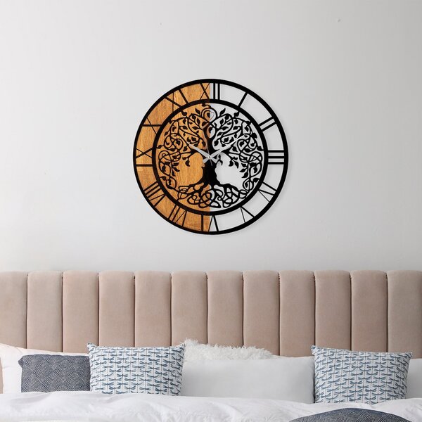 Wallity Dekoratívne nástenné hodiny WALLIE TREE LIKE 56 cm orech/čierne