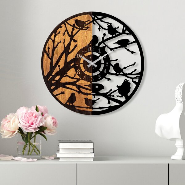 Wallity Dekoratívne nástenné hodiny WALLIE WOODEN 56 cm orech/čierne