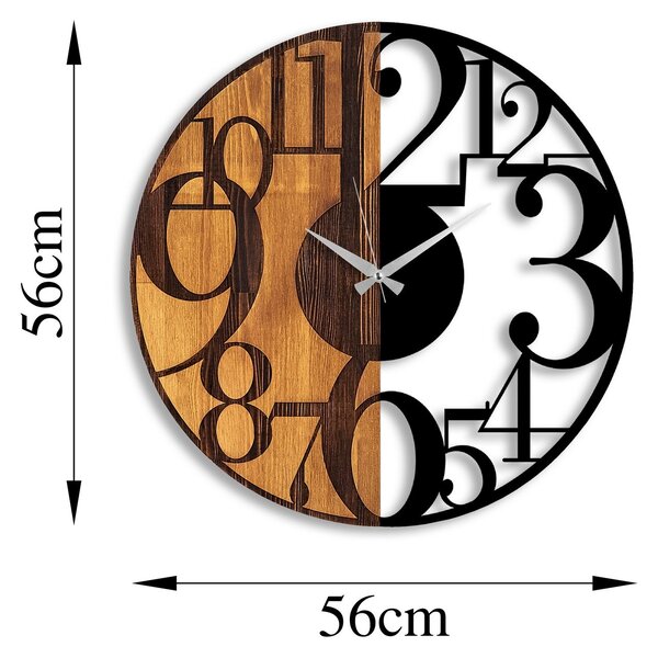 Wallity Dekoratívne nástenné hodiny WILLIE CONTRAST 56 cm orech/čierne