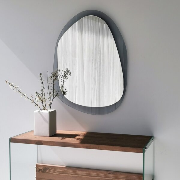 Hanah Home Dekoratívne nástenné zrkadlo Aqua 75x55 cm sivé