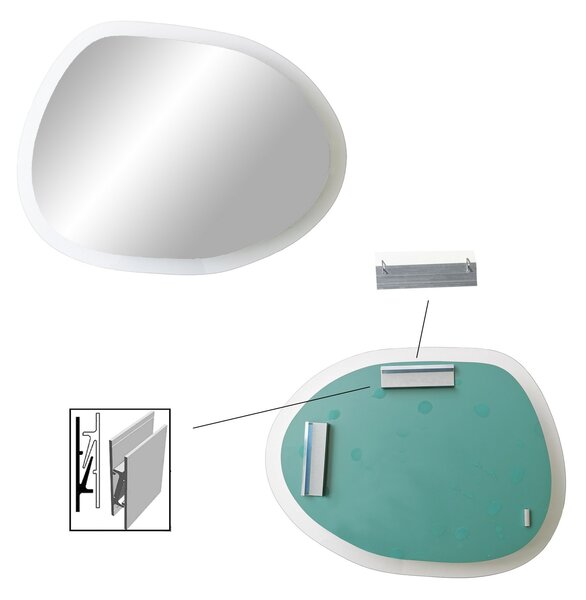 Kalune Design Dekoratívne nástenné zrkadlo Aqua 75x55 cm transparentné