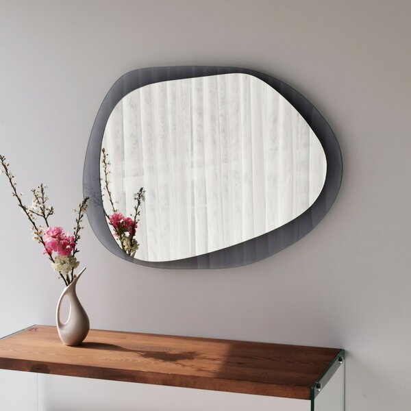 Hanah Home Dekoratívne nástenné zrkadlo Aqua 75x55 cm sivé