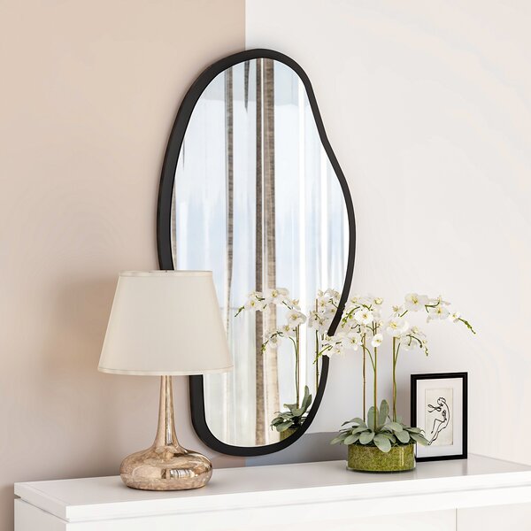 Kalune Design Dekoratívne nástenné zrkadlo Couldy 85x45 cm čierne