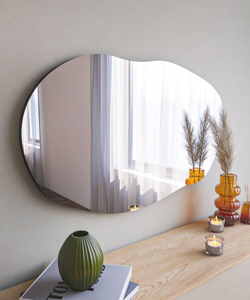 Kalune Design Dekoratívne nástenné zrkadlo Lossa 89x52 cm čierne