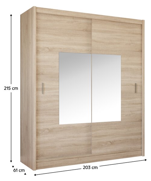 KONDELA Skriňa s posuvnými dverami, dub sonoma, 203x215, MADRYT