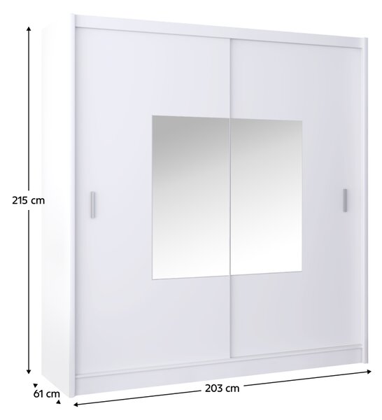 KONDELA Skriňa s posuvnými dverami, biela, 203x215, MADRYT