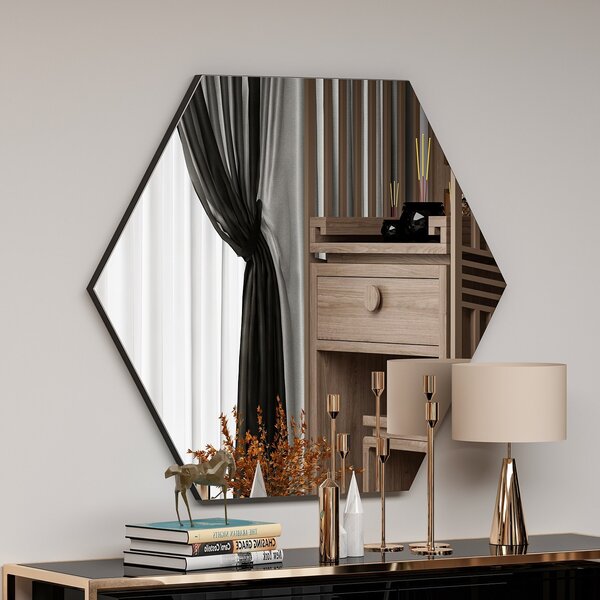Kalune Design Dekoratívne nástenné zrkadlo Zeo 60x70 cm čierne