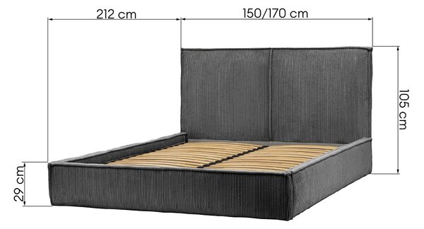 KK Čalúnená posteľ KORDULA 140x200 sivá