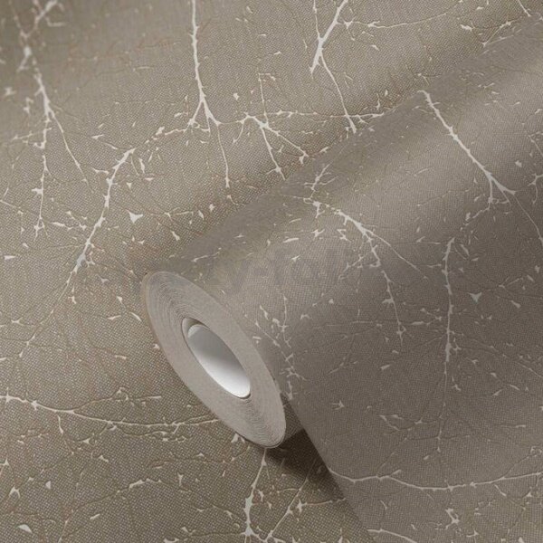 Vliesové tapety na stenu A.S. CRÉATION Terra 38504-2 metalické vetvičky na svetlo hnedom podklade rozměr 10,05 m x 0,53 m