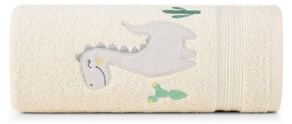 Eurofirany Detská bavlnená osuška BABY40 Dino 50x90 cm krémová